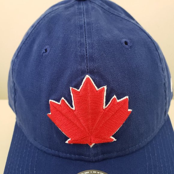 Toronto Blue Jays Hat Cap Strap Back Blue New Era 9Twenty Maple Leaf MLB Mens - Picture 2 of 11